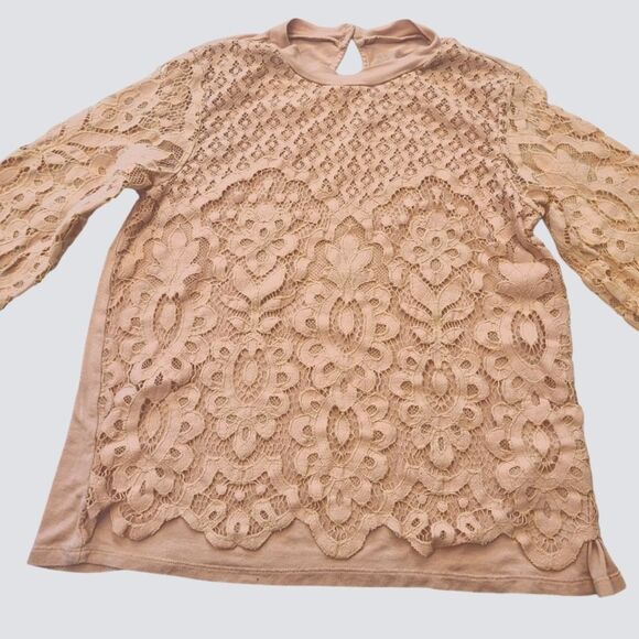 Art Class Top Lace Med Sleeves Pullover Soft Dusty Rose Sz XL 14 16 - Picture 11 of 12